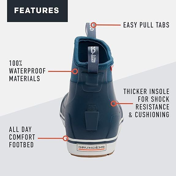 Grundens Men’s DECK-BOSS 60008-410 Black Ankle Boot Brand New - AllSportsWearUSA