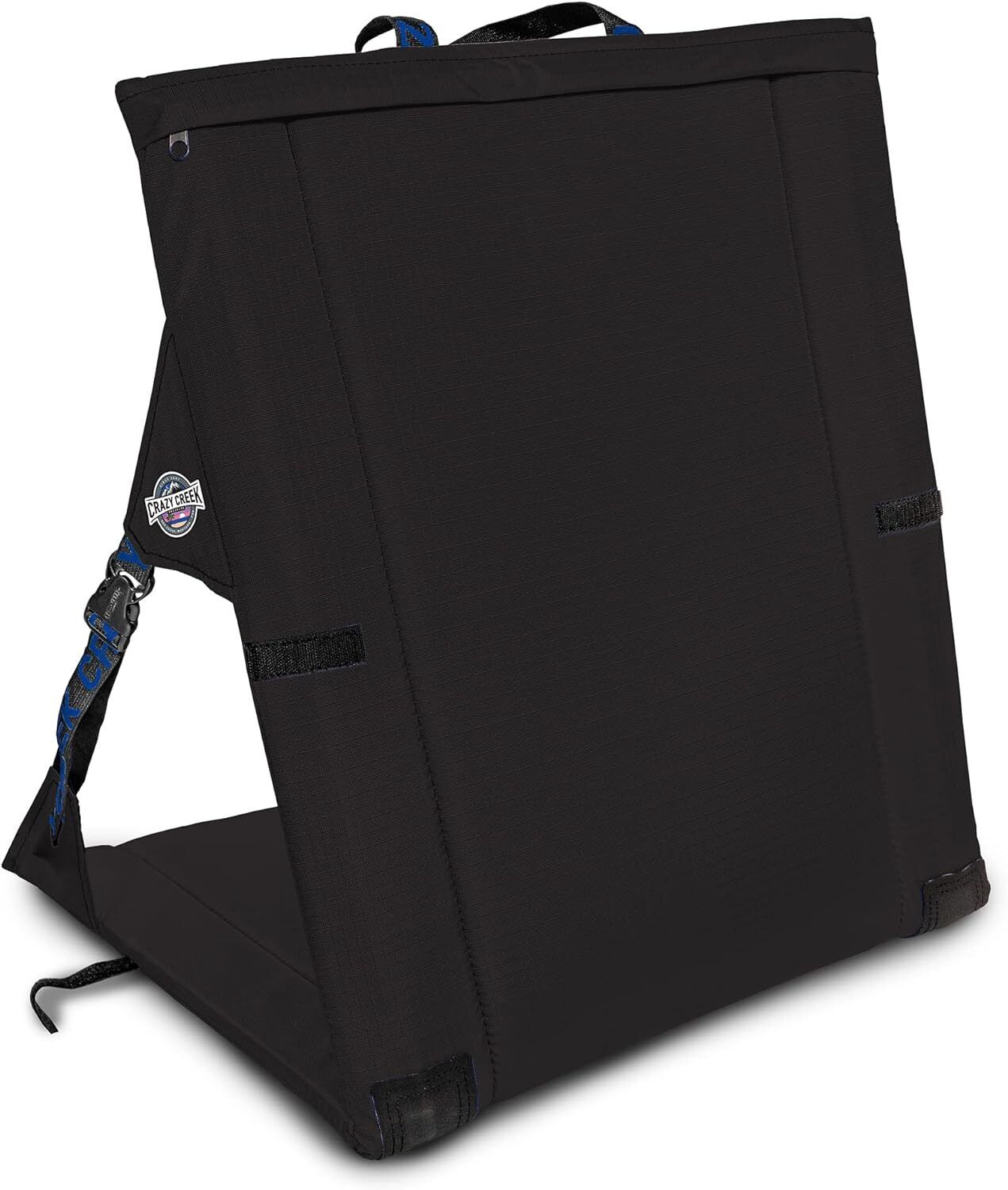 Crazy Creek Original LongBack Chair 1035-016 Black With Blue Camping Chair New - AllSportsWearUSA