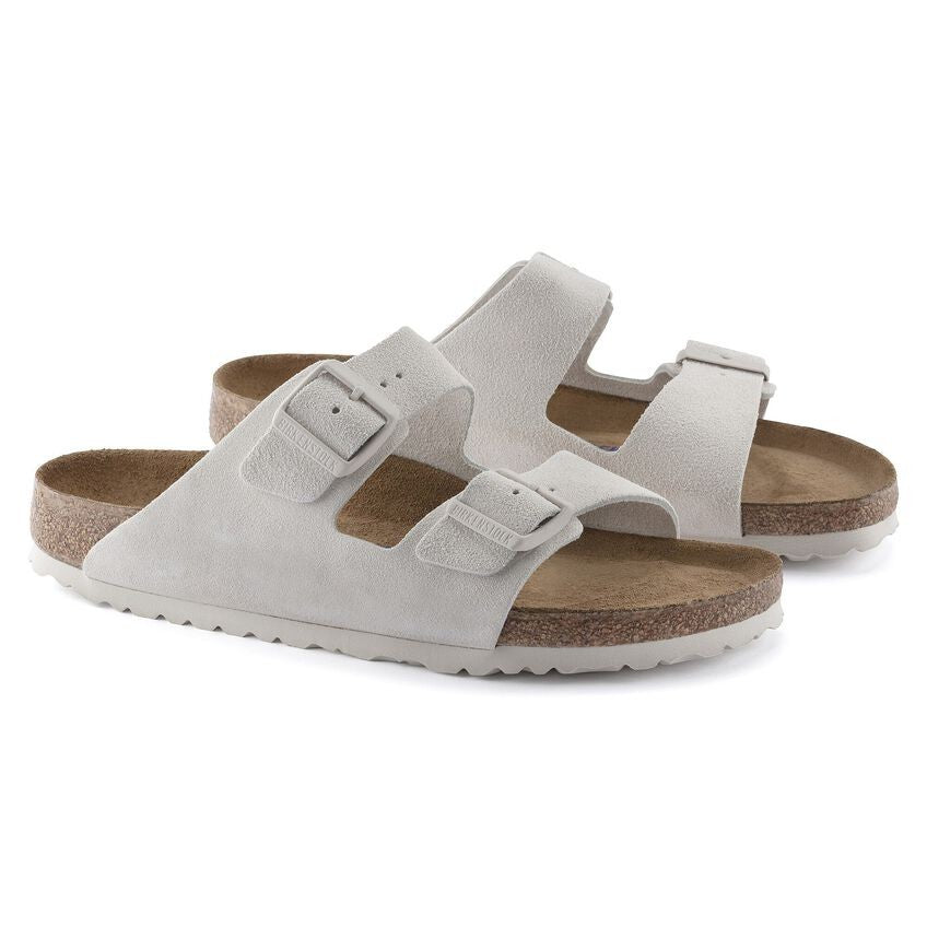 Birkenstock Arizona Soft Footbed Suede Unisex Sandals  1024554 Antique White