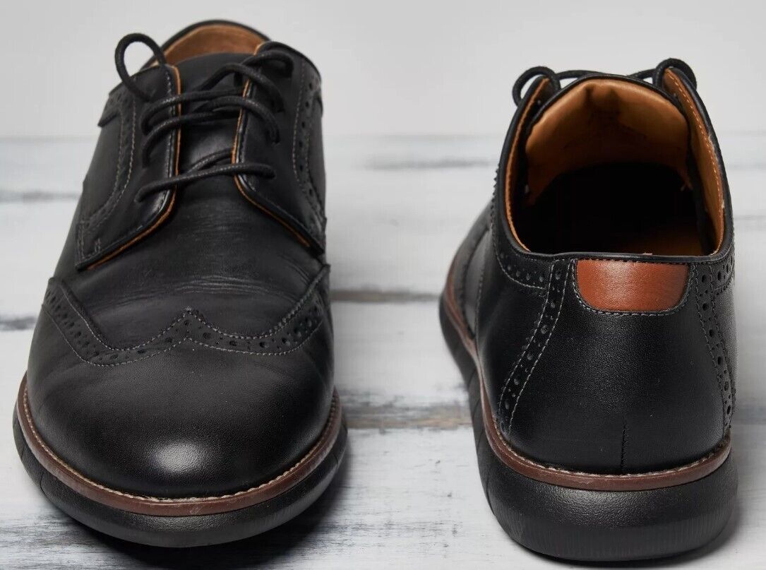 Johnston & Murphy Men's Holden Wingtip Dress Shoes Black Full Grain Leather 8.5 - AllSportsWearUSA