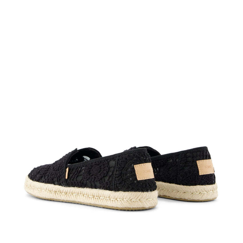 Toms Women's Alpargata Rope 2.0 Espadrille 10021938 Black Crochet Lace