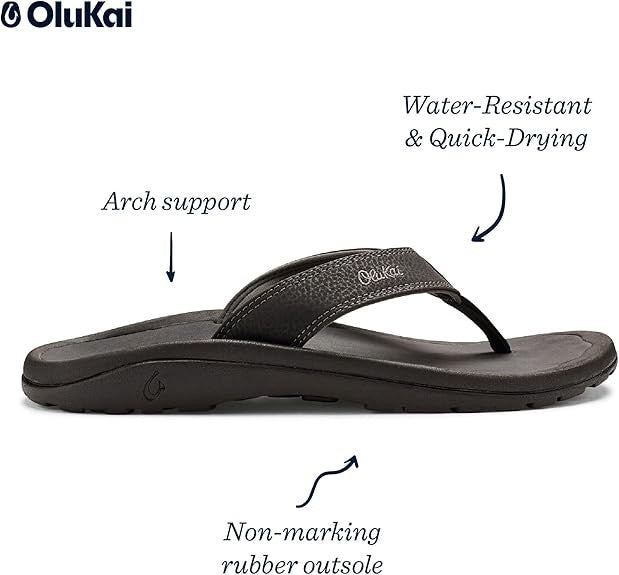 OluKai Ohana Men’s Beach Sandals 10110-4042 BlackDark Shadow