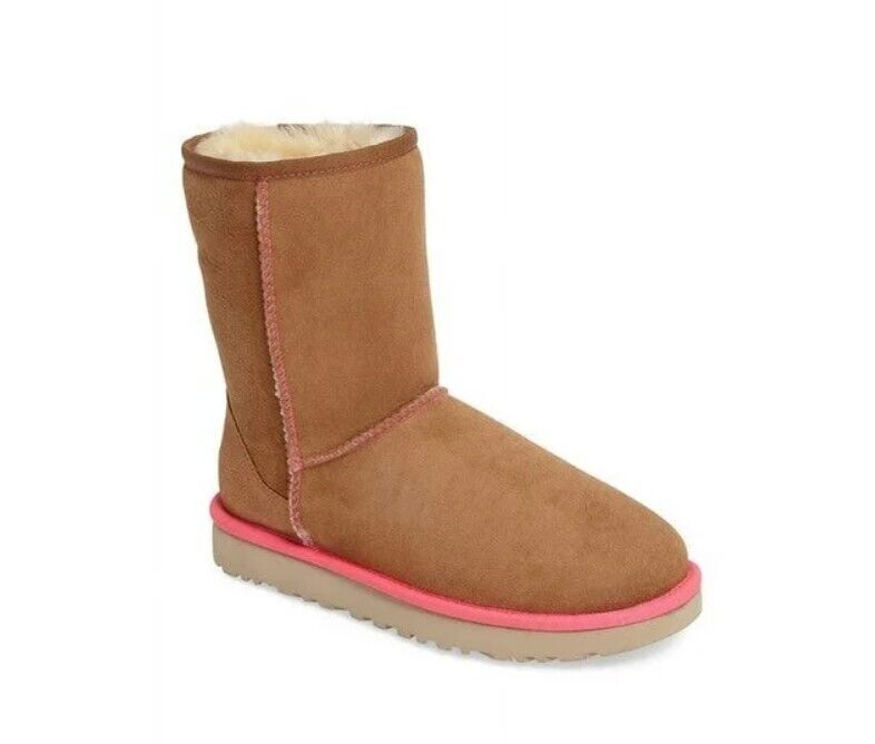 UGG Womens Classic Short II Black Chestnut Neon Boot 1016865-CHE SIZE 6 New - AllSportsWearUSA