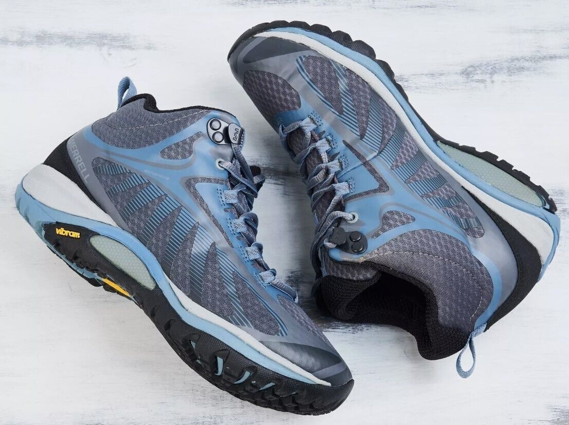 Merrell Women's Siren Edge 3 Mid Waterproof Hiking Shoe J034458 Rock/Blue - 6.5 - AllSportsWearUSA