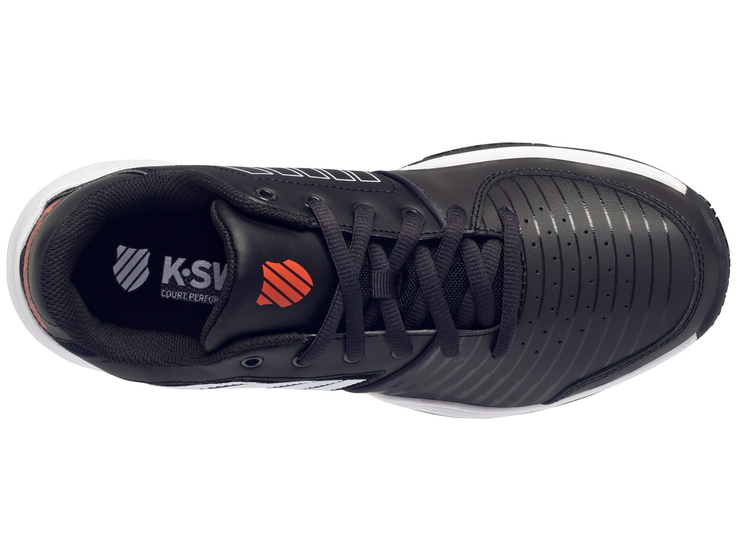 K-Swiss Men's Court Express Tennis Shoe 05443-043 JET BLACK/WHITE/SPICY ORANGE
