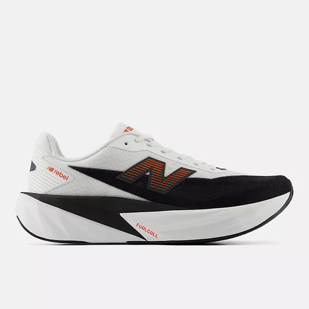 New Balance Men's Fuel Cell Rebel V5 Shoes MFCX93C White with Neo Flame