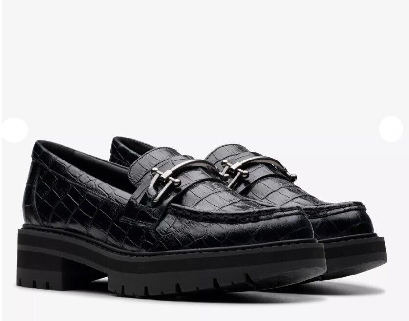 CLARKS ORIANNA BIT BLACK CROCODILE 26180311-M BRAND NEW - AllSportsWearUSA