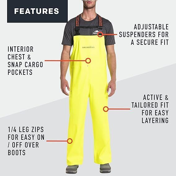 Grundens Mens Neptune 509 Green Commercial Fishing Bib Pants 10075-300 Brand New - AllSportsWearUSA