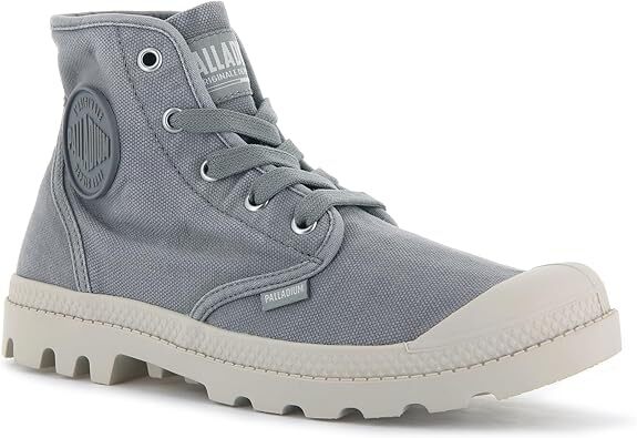 Palladium Women's Pampa Hi Boot, Vegan Canvas Lace Up  Gray Flannel BRAND NEW