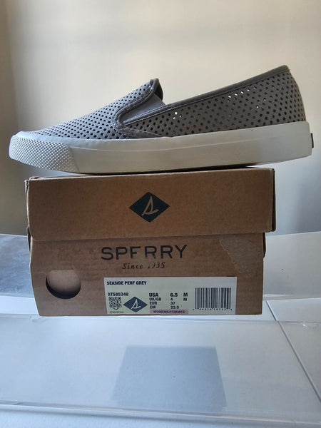 SPERRY Women's Seaside Perforated Slip-On Shoes STS85348 Grey