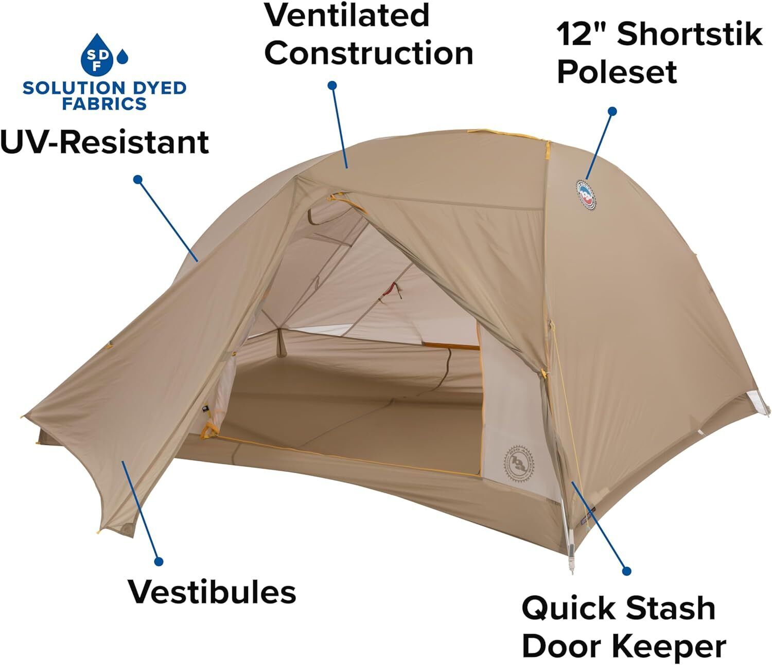 Big Agnes Tiger Wall HV UL3 Greige/Gray 3 Person Solution Dye Bikepack Tent New - AllSportsWearUSA