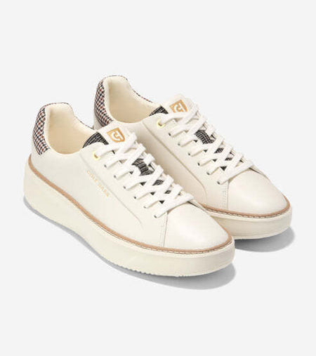 Cole Haan Women's GrandPrø Topspin Sneaker W31390  Ivory-Mini Plaid