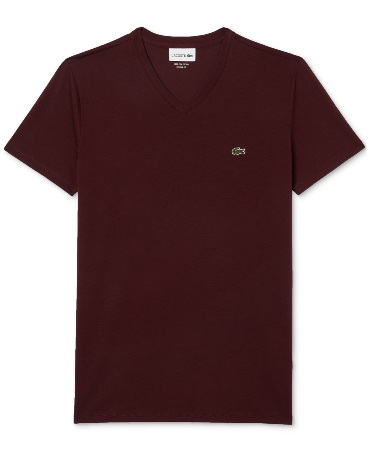 Lacoste Men’s Classic V-Neck Soft Pima Cotton Tee Shirt TH6710-BZD Bordeaux dark