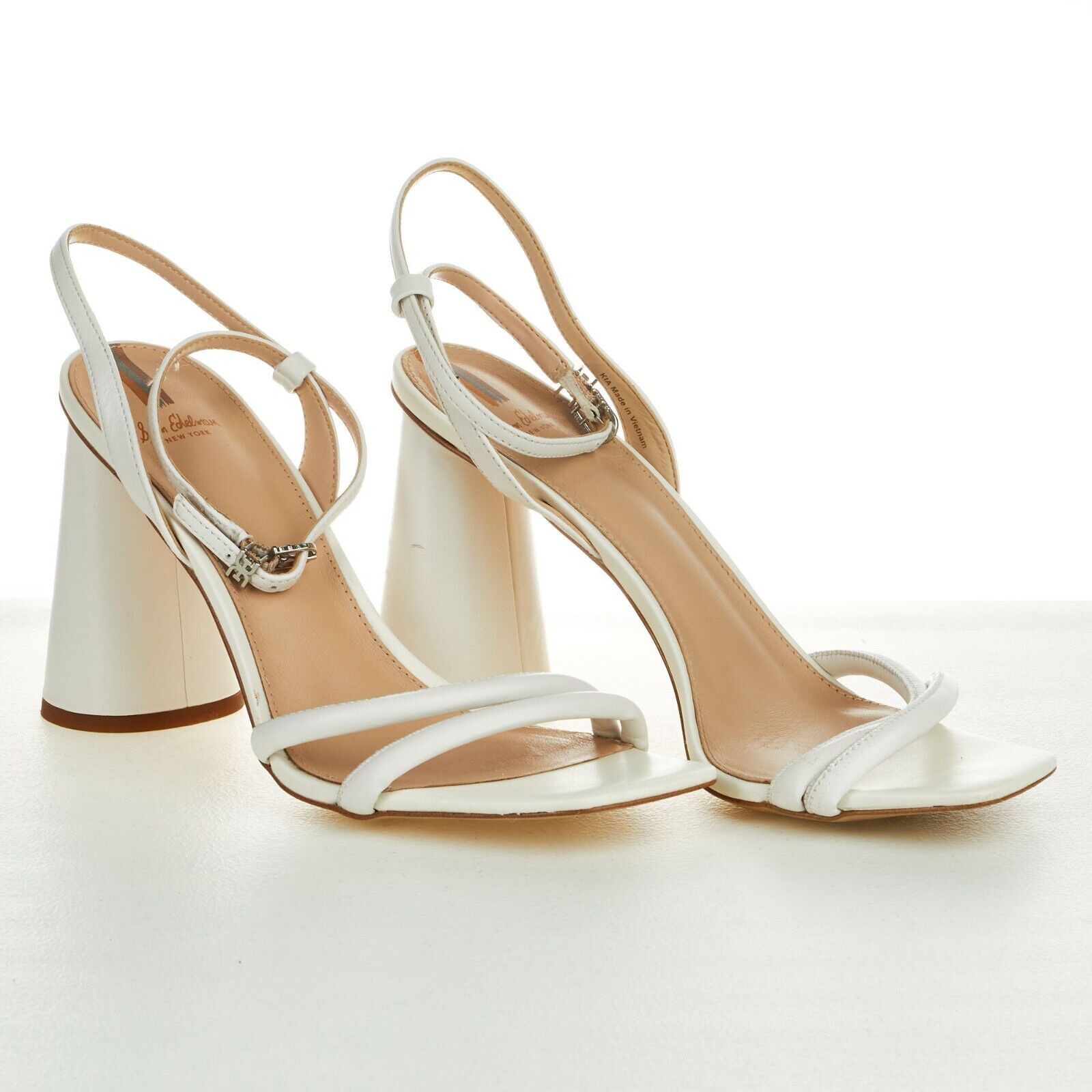 Sam Edelman Women's Kia Strappy Ankle Strap Heel Sandals Shoes White SIZE 10 - AllSportsWearUSA