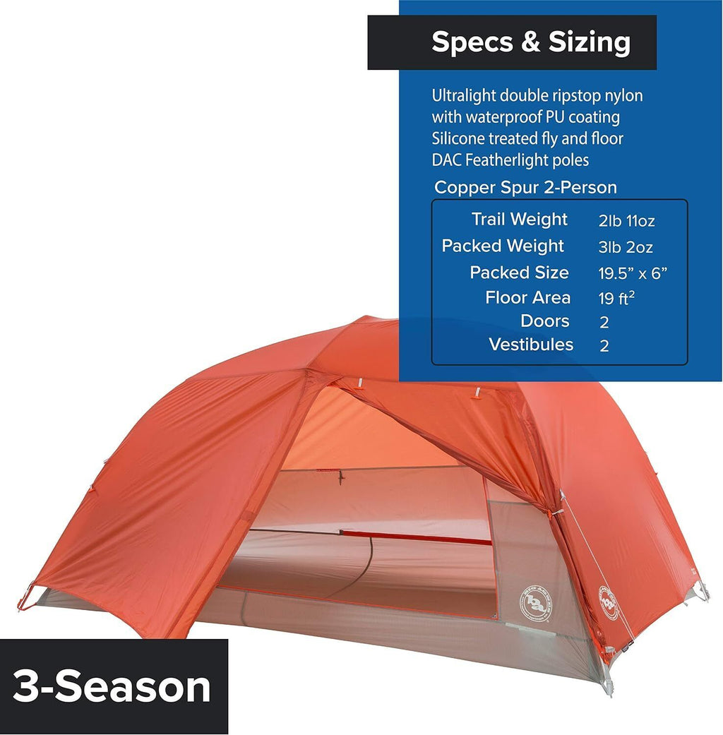 Big Agnes Copper Spur HV UL2 Orange 2 Person Tent Brand New - AllSportsWearUSA