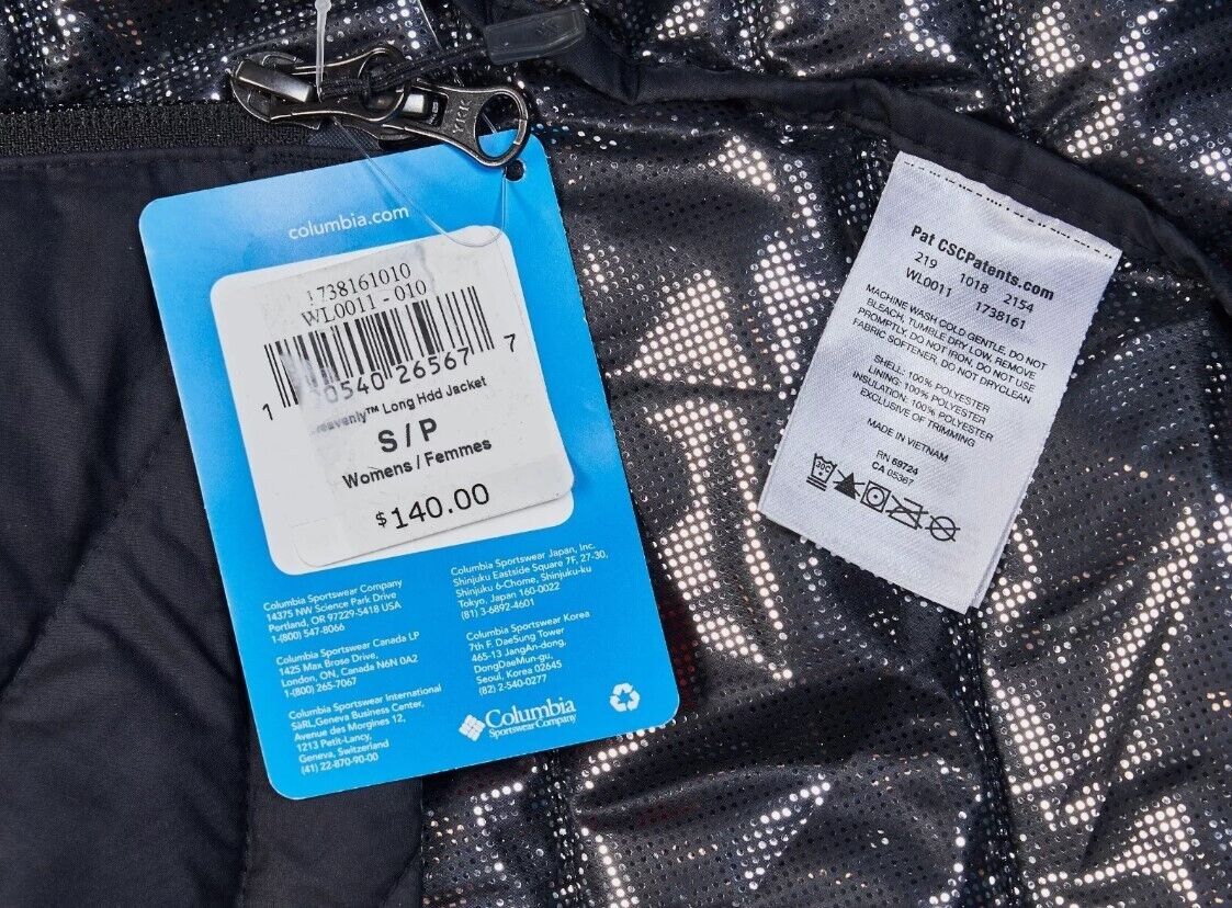 Columbia Women's Heavenly Long Hooded Jacket Black 1738161-010 Size S - AllSportsWearUSA