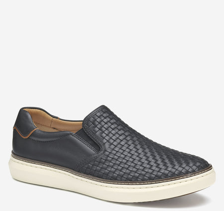 Johnston & Murphy McGuffey 2 Woven Slip-On 25-2995 Black Woven Full Grain