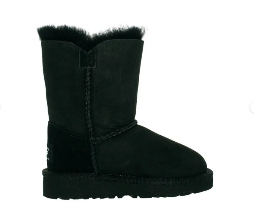 Ugg Girl S Bailey Button T Black Mid-Calf Wool Snow Boot 5991T-BLK size 7 NEW - AllSportsWearUSA