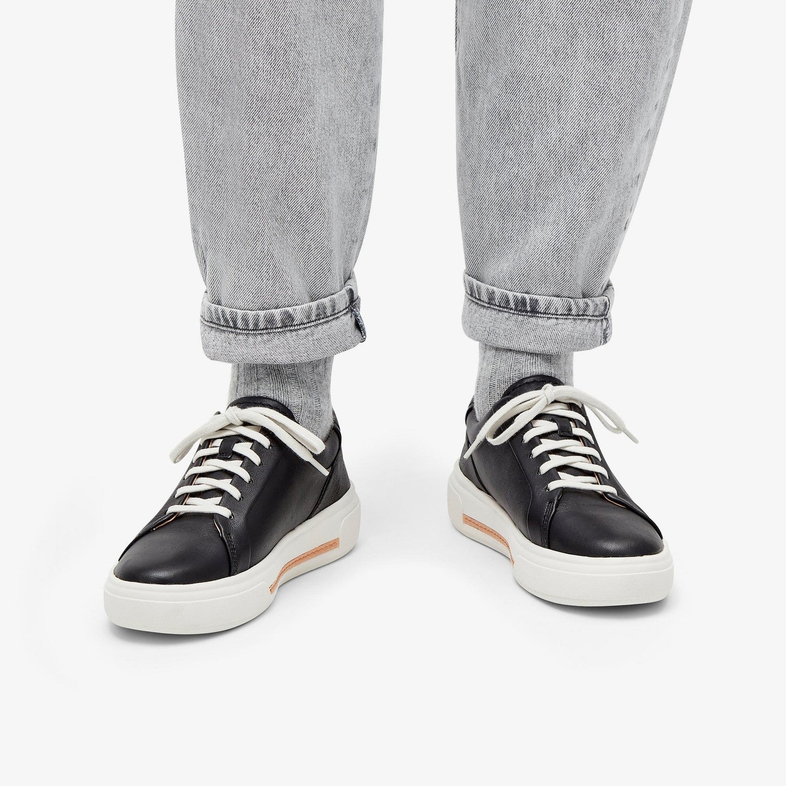 Clarks Signature Leather Sneakers Hollyhock Walk 26176307 Black Leather