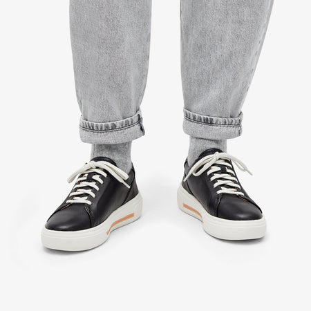 Clarks Signature Leather Sneakers Hollyhock Walk 26176307 Black Leather