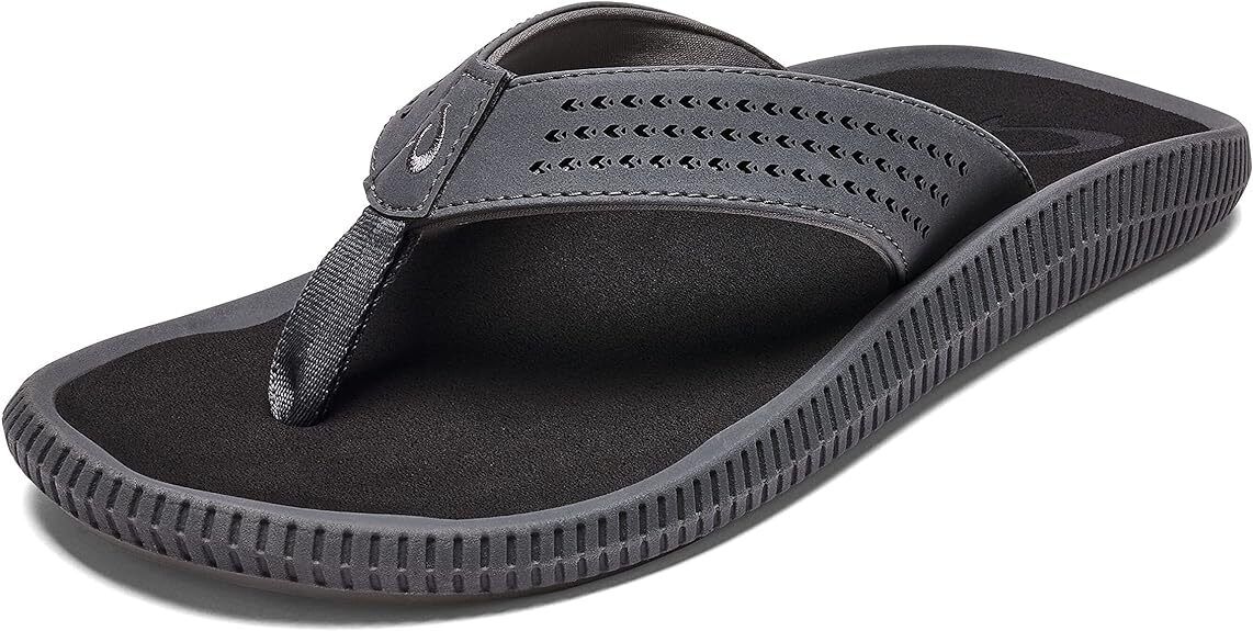 OluKai Men's Ulele 10435-6C40 Dk Shadow/Black Beach Sandals Brand New - AllSportsWearUSA