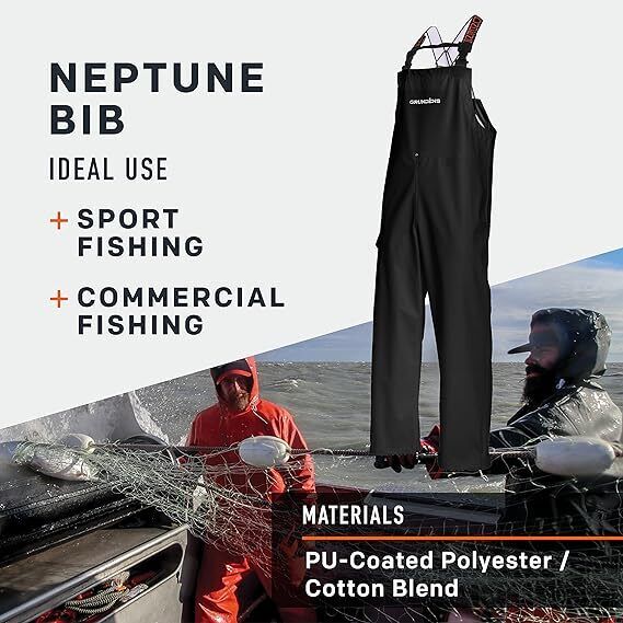 Grundens Mens Neptune 509 Black Commercial Fishing Bib Pants Brand New - AllSportsWearUSA
