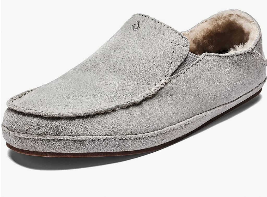 OLUKAI Nohea Slipper Genuine Shearling & Premium Pale Grey Women's Slip-On Shoes - AllSportsWearUSA