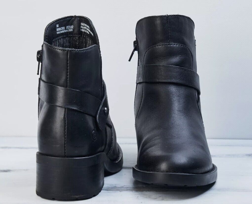 Born Women's Tori Black Leather Ankle Booties Shoes BR0042503 Medium SIZE 8 - AllSportsWearUSA