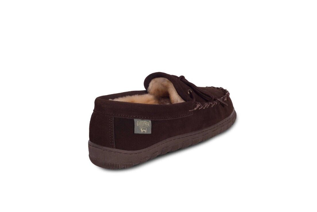 Cloud Nine Sheepskin Mens Moccasin Slippers Chocolate BRAND NEW - AllSportsWearUSA