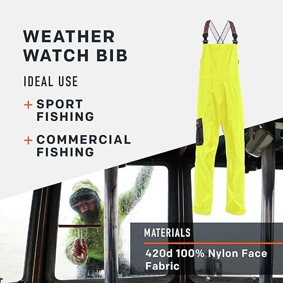 Grundens Mens Weather Watch 10362730 HiVis Yellow Fishing Bib Trouser New - AllSportsWearUSA
