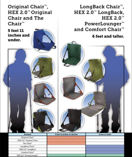 Crazy Creek Original LongBack Chair 1035-016 Black With Blue Camping Chair New - AllSportsWearUSA
