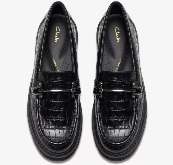 CLARKS ORIANNA BIT BLACK CROCODILE 26180311-M BRAND NEW - AllSportsWearUSA
