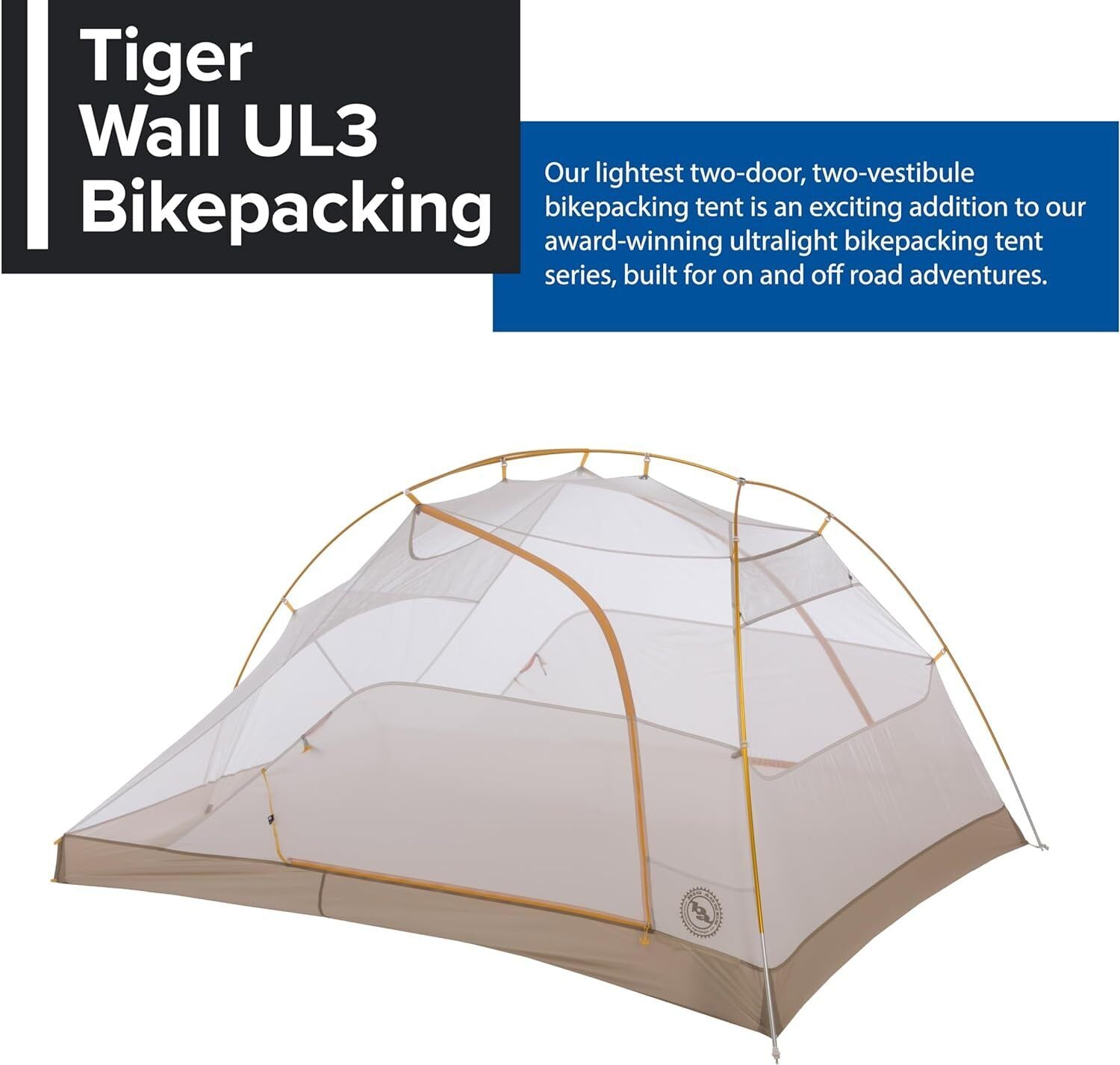 Big Agnes Tiger Wall HV UL3 Greige/Gray 3 Person Solution Dye Bikepack Tent New - AllSportsWearUSA