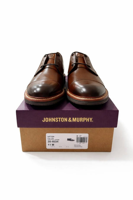 Men's Johnston & Murphy Upton Cap Toe Dress Shoes 020-04034 Tan Full Grain