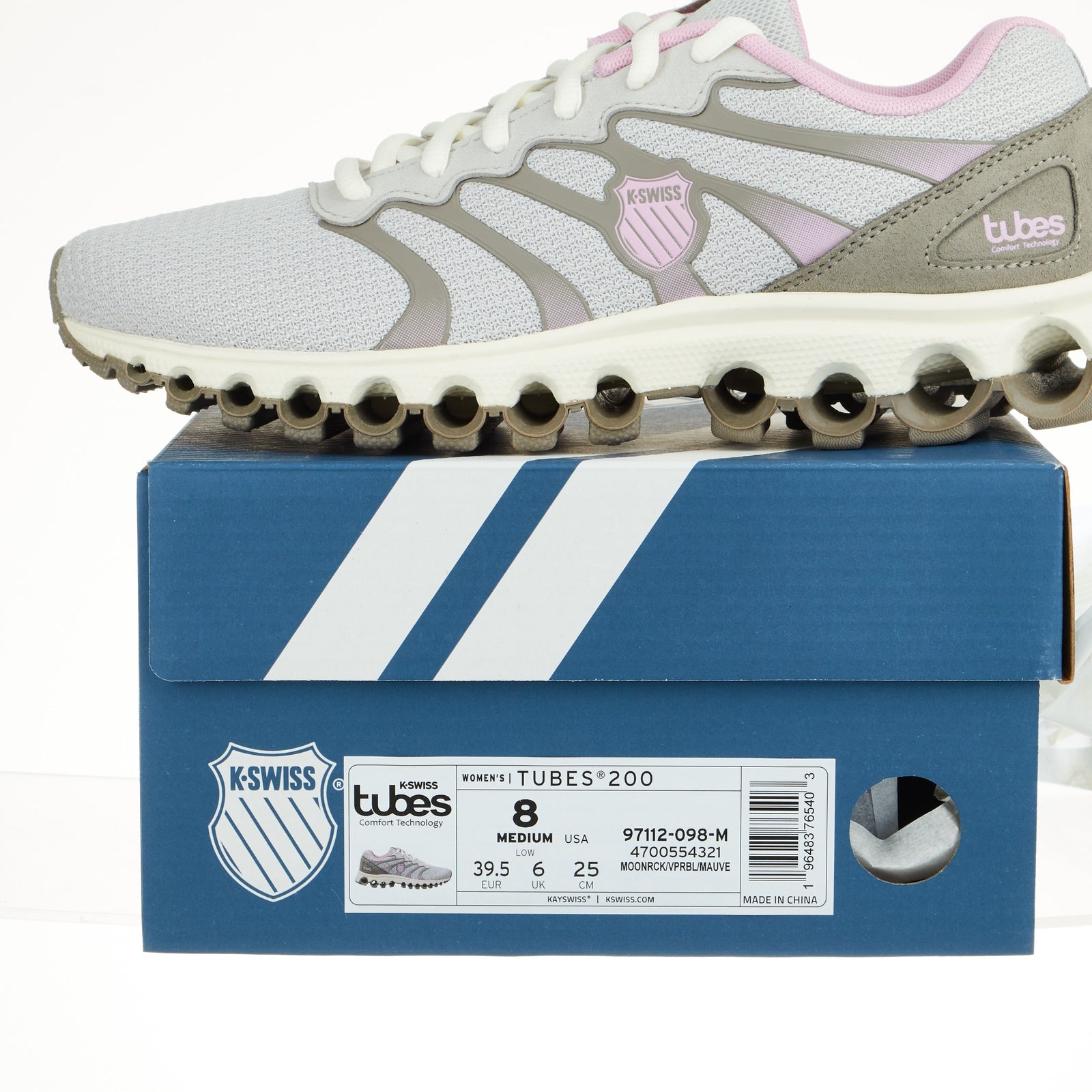 K-Swiss Tubes 200 Women's Running Shoe 97112-098 MOONRCK/VPRBL/MAUVE BRAND NEW