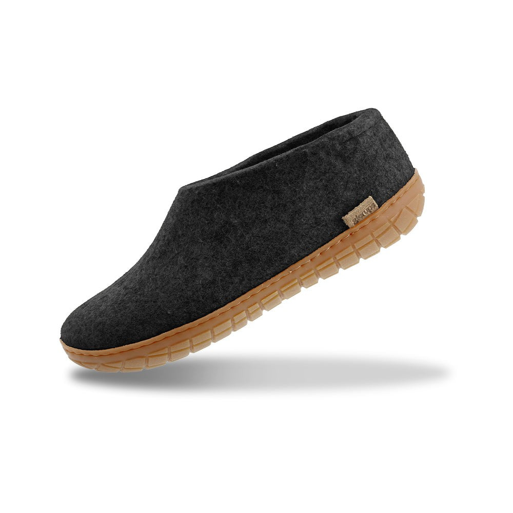 Glerups Unisex AR-02 Felt Shoes Charocal Honey Rubber Sole