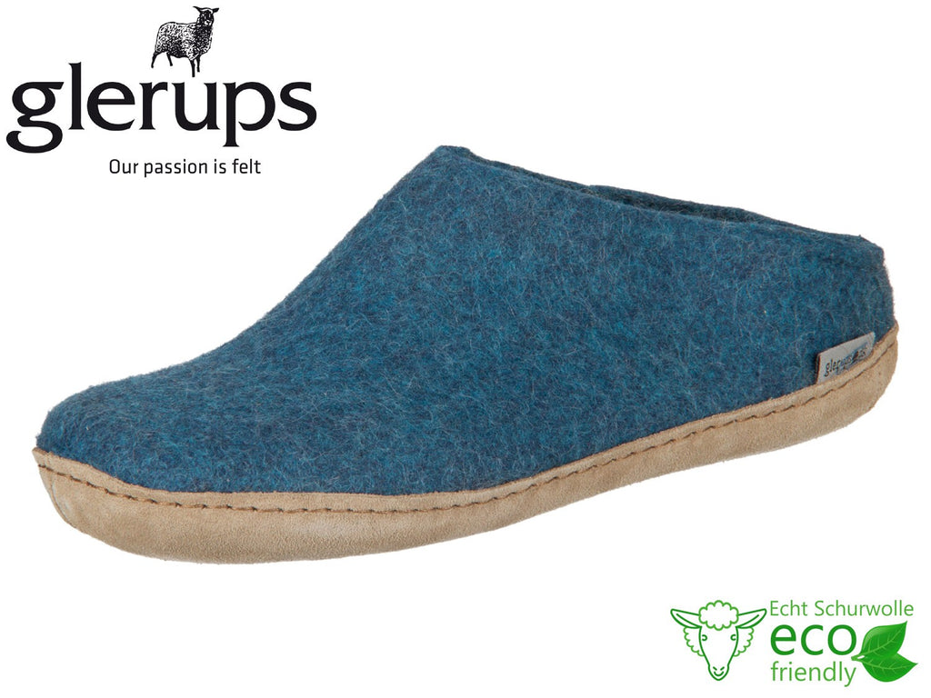 Glerups Wool Slip-On Suede Sole B-06-00 Petrol EU 38