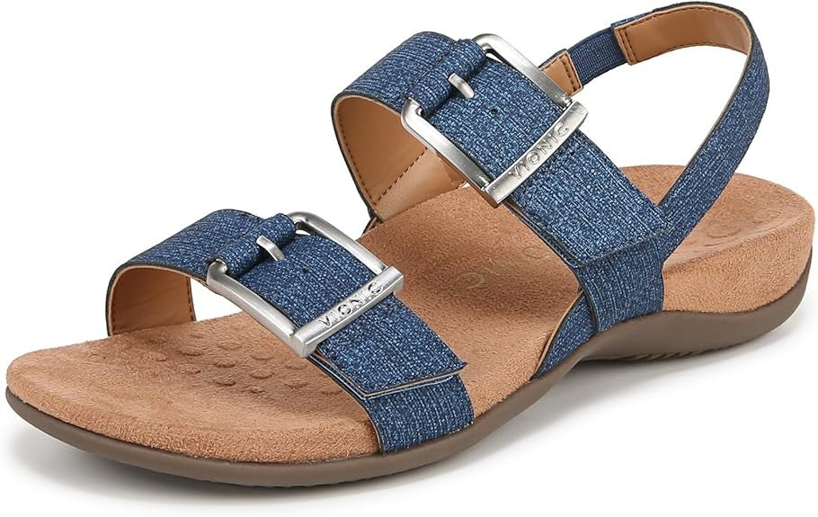Vionic Women's Reese Slingback Sandals  J2154S1-400 Denim Blue Synthetic Fabric