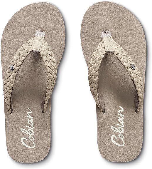 Cobian Womens Braided Bounce BRB10110 CREAM Flip Flop Sandal Brand New - AllSportsWearUSA
