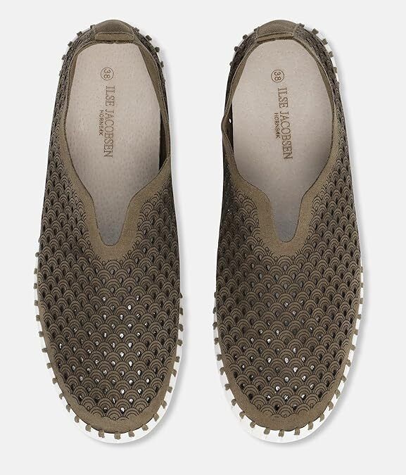 Ilse Jacobsen Womens Tulip 3373 Deep Olive Platform Slipon Brand New - AllSportsWearUSA