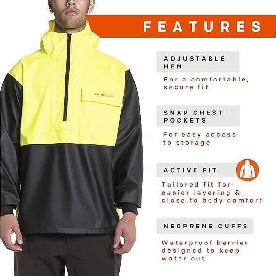 New Grundens Superwatch Anorak Men Hooded Fishing Rain Jacket Brand New - AllSportsWearUSA