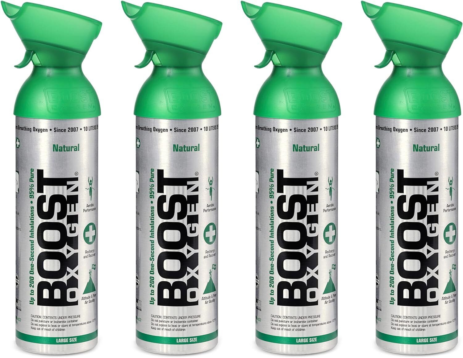 Boost Oxygen 10 Liter Canned Oxygen Bottle with Mouthpiece Natural 701 4 Pack - AllSportsWearUSA