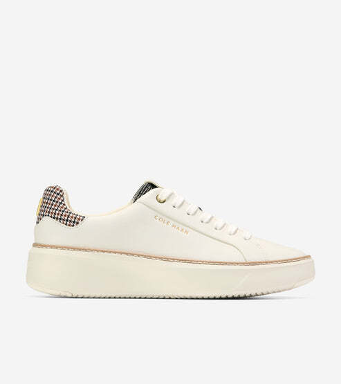 Cole Haan Women's GrandPrø Topspin Sneaker W31390  Ivory-Mini Plaid
