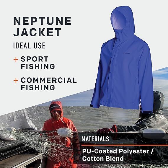Grundens Mens Neptune 319 Ocean Blue Commercial Fishing Jacket Brand New - AllSportsWearUSA