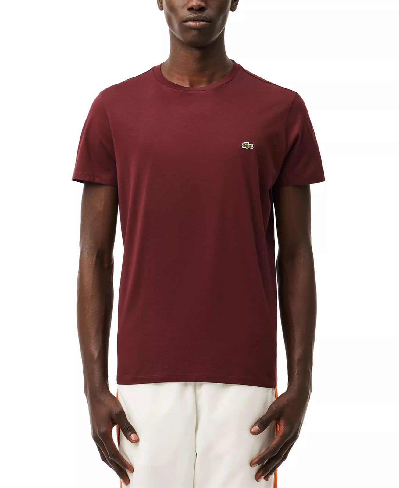 Lacoste Men's Regular-Fit Pima Cotton Crewneck T-Shirt TH6709 Bordeaux Dark