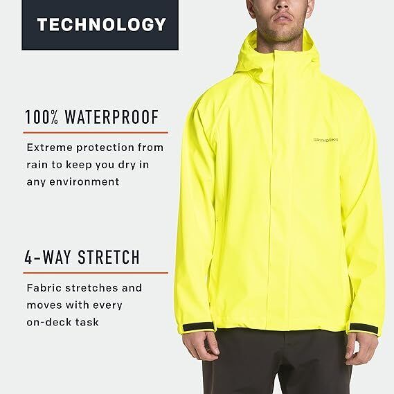 Grundens Mens Neptune 319 Hi Vis Yellow Commercial Fishing Jacket New - AllSportsWearUSA