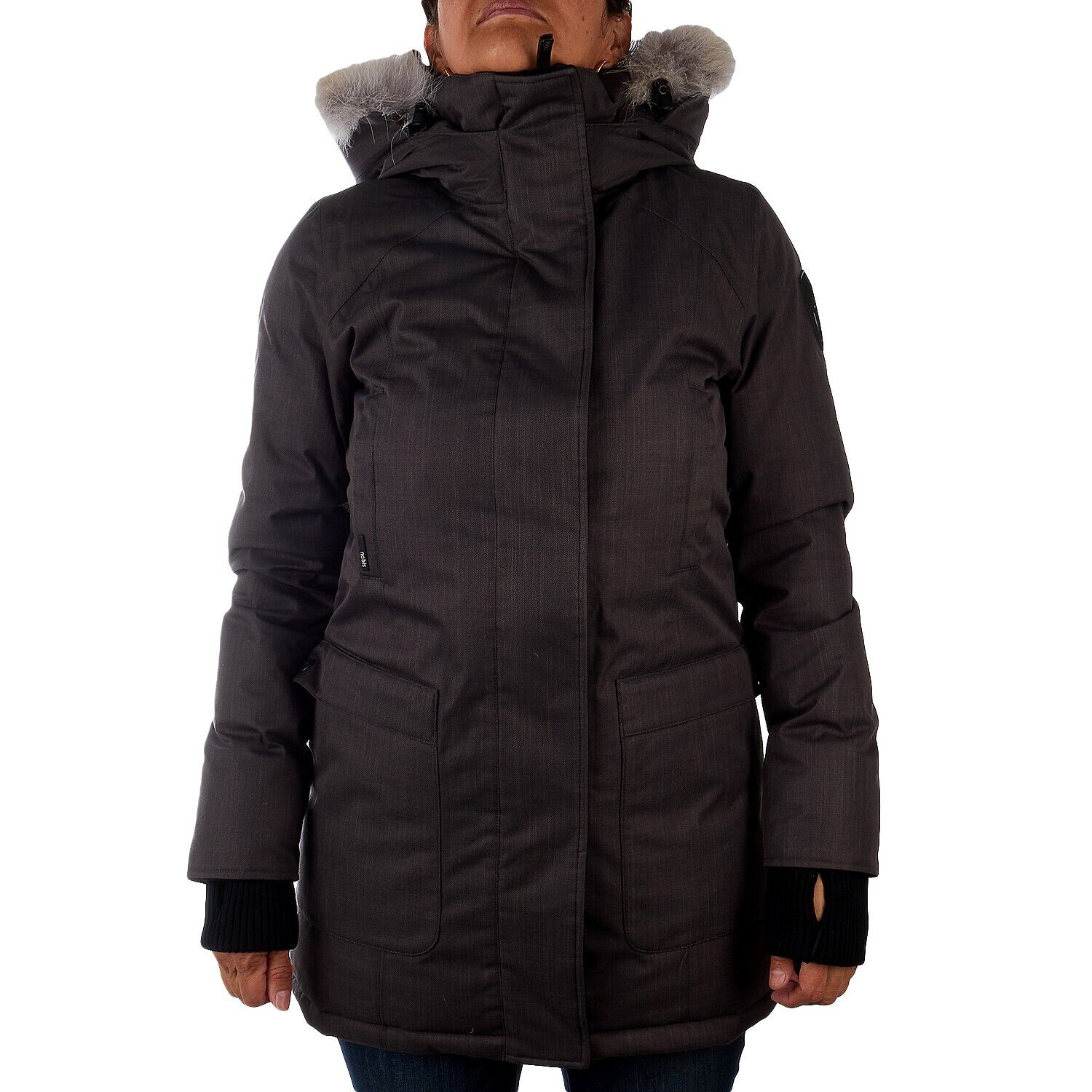Nobis Carla Crosshatch Womens Parka Jacket Coat Steel Grey - AllSportsWearUSA