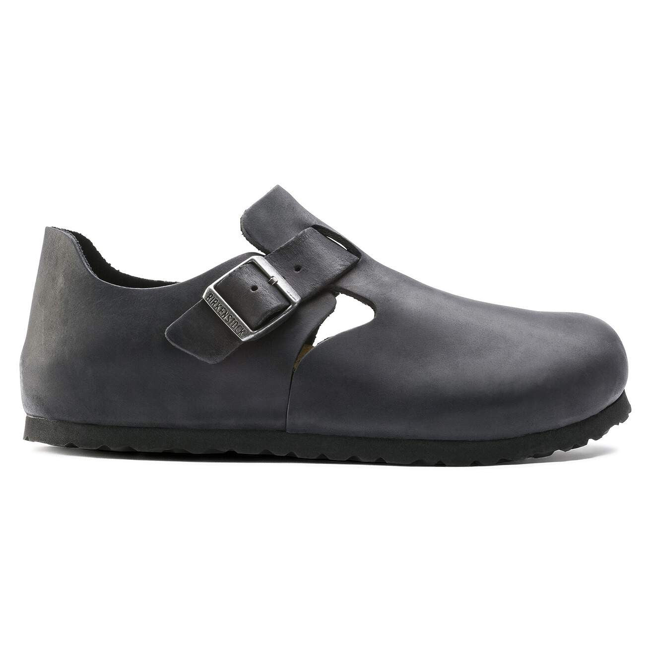 Birkenstock London Leather Unisex Slip on Shoes 166541  Black