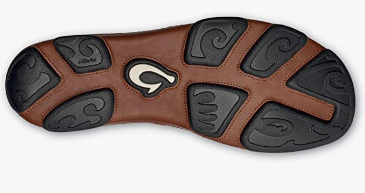 OLUKAI Moloa Men's Leather Slip On Shoes Black/Toffee Brand New - AllSportsWearUSA