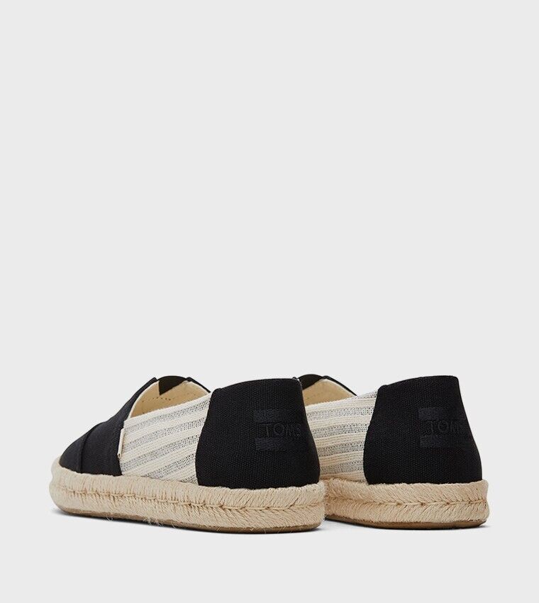 Toms ALPARGATA ROPE 2.0 Striped Detail Espadrilles Black 10020697 Brand New - AllSportsWearUSA
